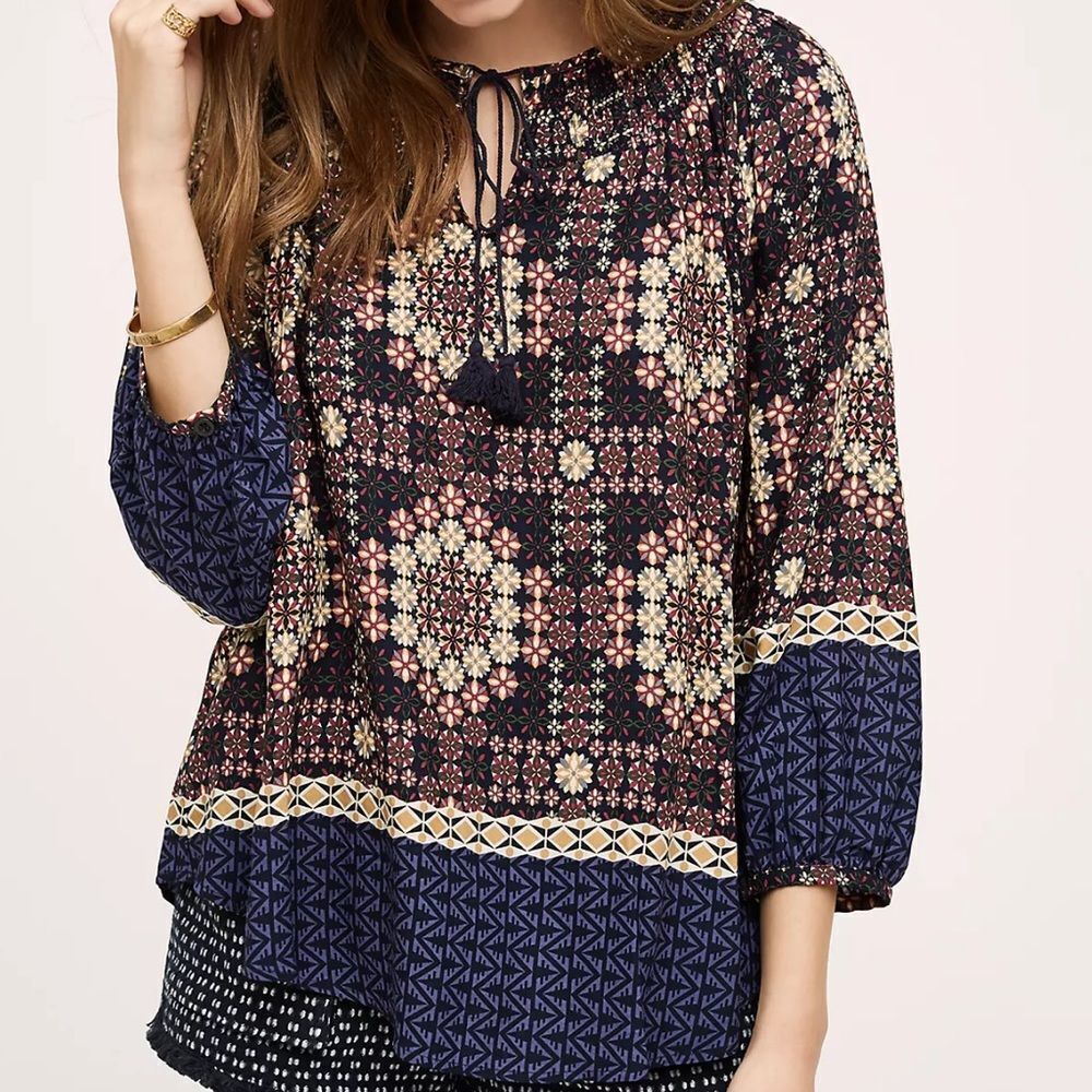 Anthropologie Women's 11•1•TYLHO‎ Kay Peasant Blouse Size XS